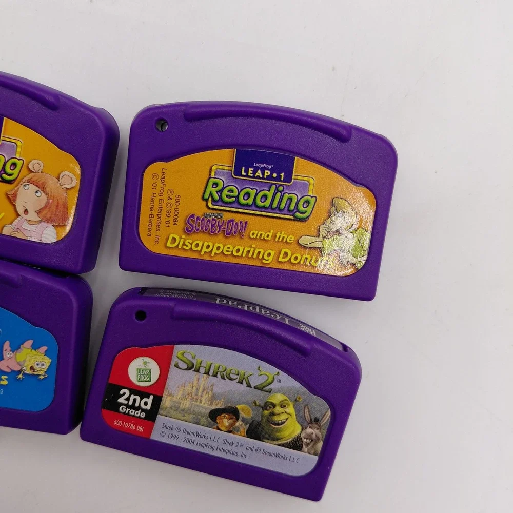 LeapFrog LeapPad Game Lot Shrek 2 SpongeBob Scooby-Doo Arthur Reading Cartridges